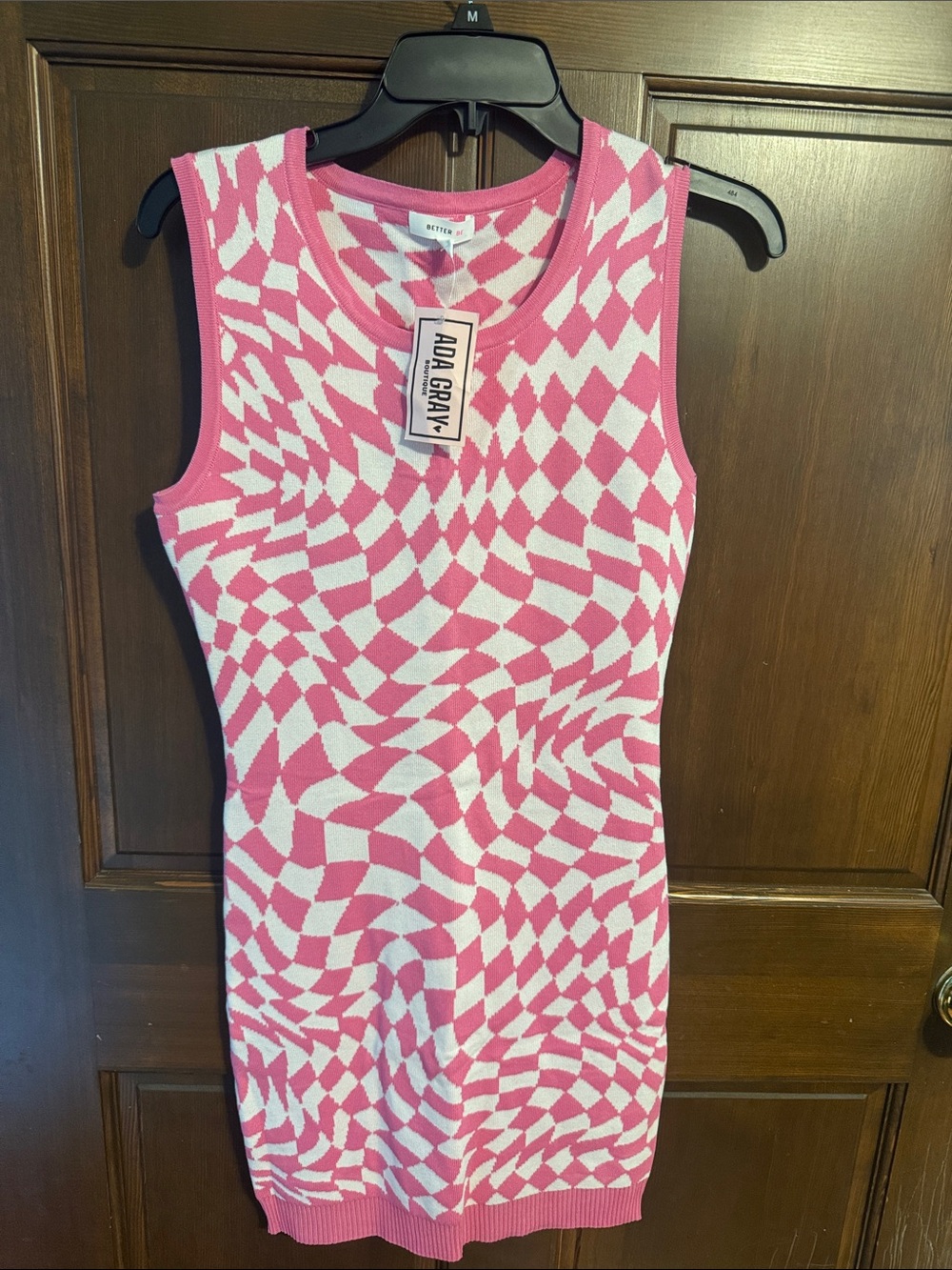 Better Be Pink & White Graphic Knit Mini Dress